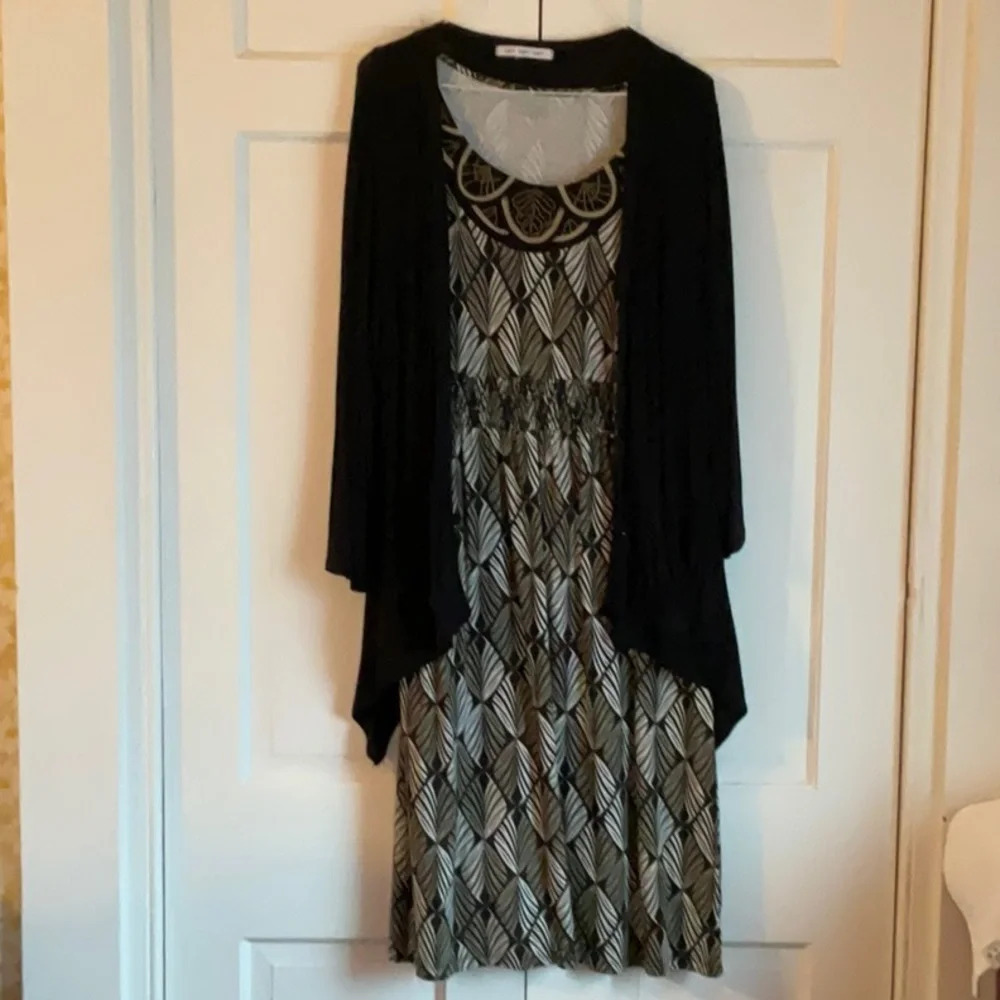 👁 Charter Club Embellished Dress with Knit Cardigan Size L 👁